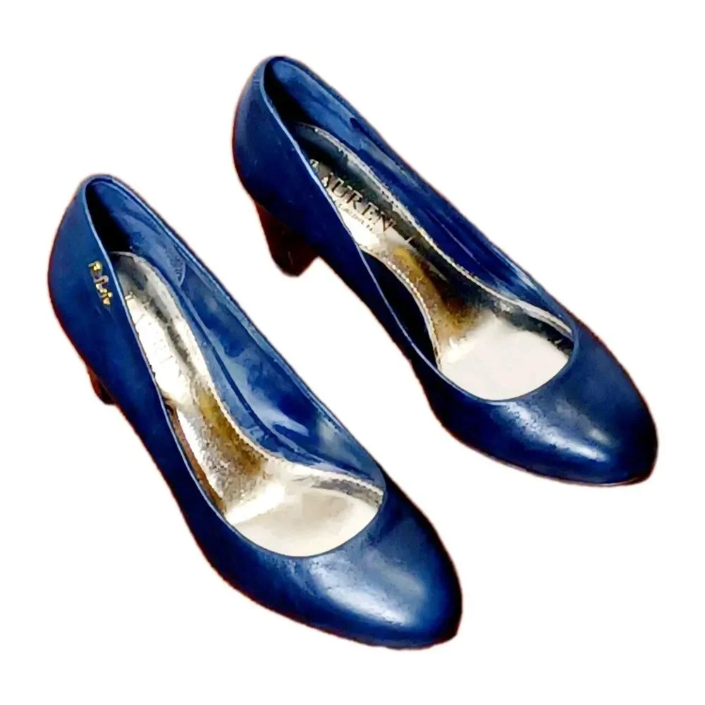 Ralph Lauren Harper Blue Leather Business Casual Pumps Size 6B